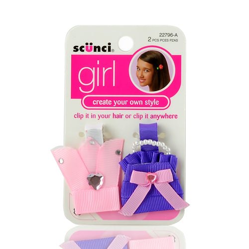 SCUNCI Girl Ribbon Hair Clip 2Pcs - ikatehouse
