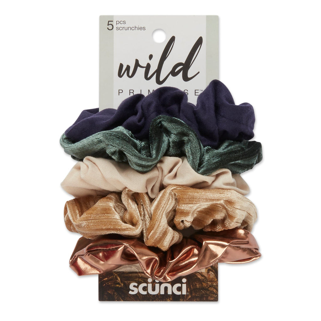 Scunci Wild Primrose Mixed and Metallic Colors Scrunchies 5pcs - ikatehouse