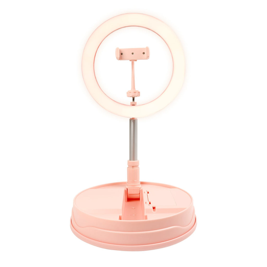 Selfie LED Ring Light with Table Stand 3 Color Light Pink - ikatehouse