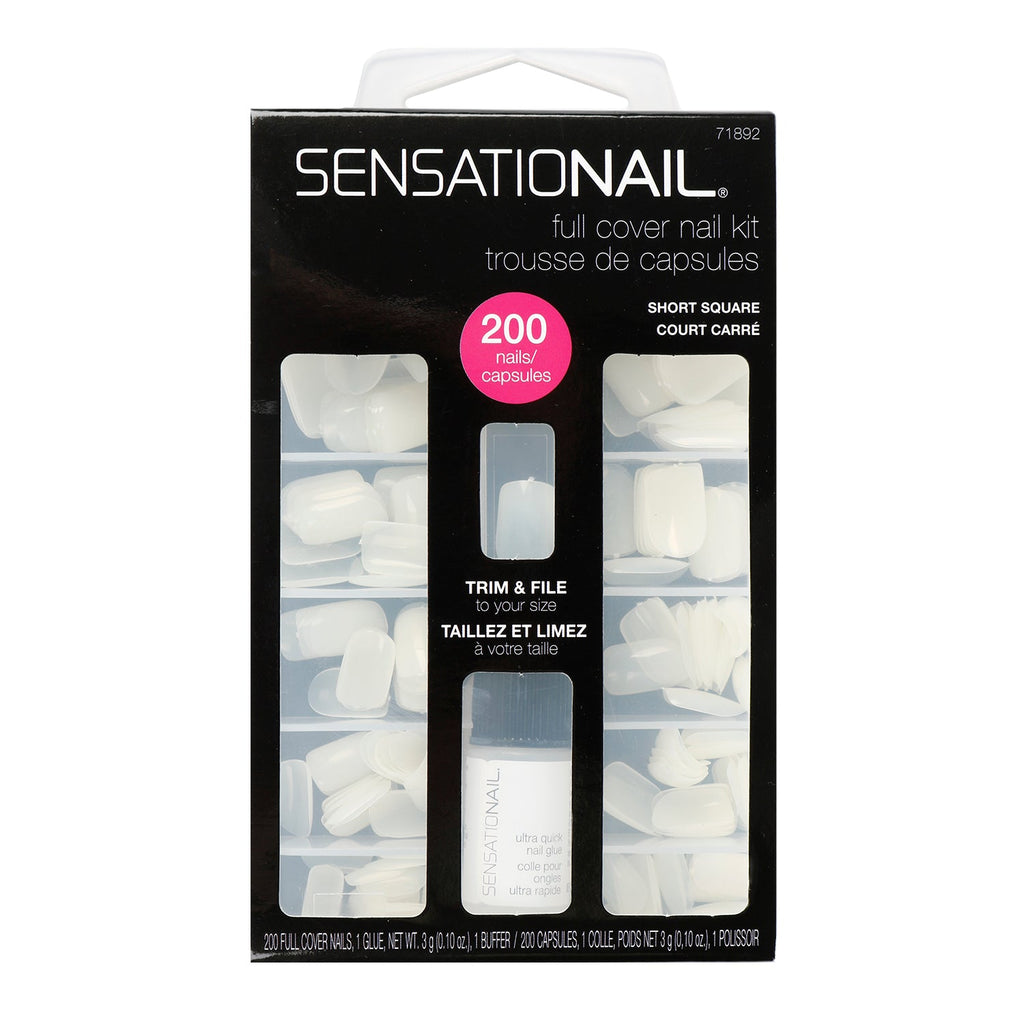 Sensationail Full Cover Nail 200 Nails Short Length Square - ikatehouse