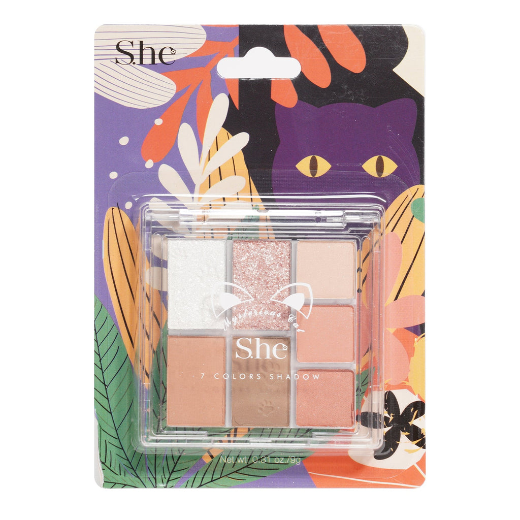 S.he Makeup Mysterious Cat Eyeshadow Palette 7 Colors - ikatehouse
