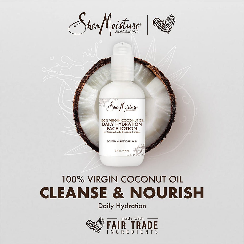 Shea Moisture 100% Virgin Coconut Oil Daily Hydration Face Lotion 3.2oz/ 95ml - ikatehouse