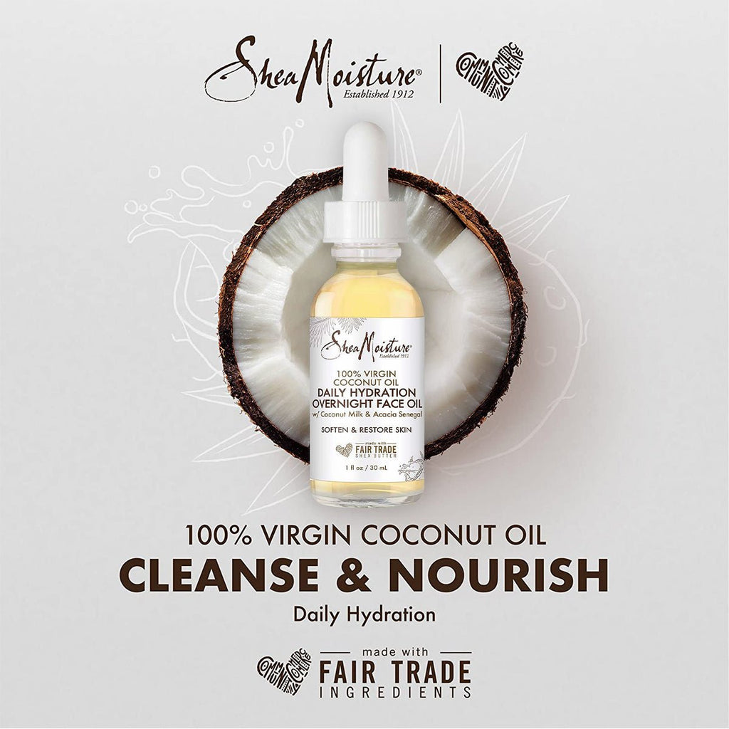 Shea Moisture 100% Virgin Coconut Oil Daily Hydration Overnight Face Oil 1oz - ikatehouse