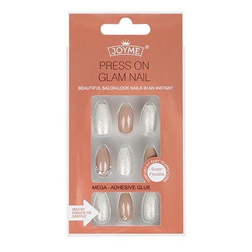 Shine Glitter Medium Almond Design Press On Glam Nail Tips 24 Nails - ikatehouse