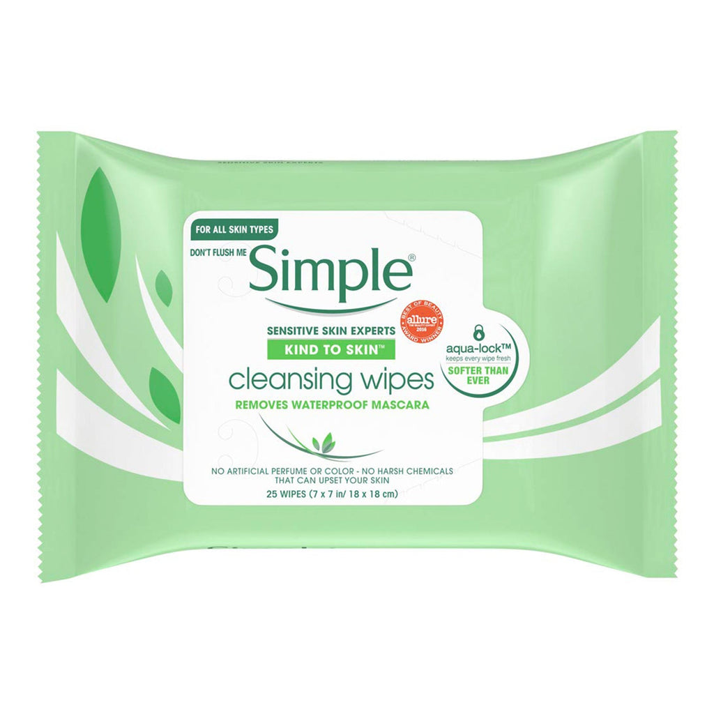 Simple Sensitive Skin Experts Cleansing Wipes Removes Waterproof Mascara 7 Wipes - ikatehouse