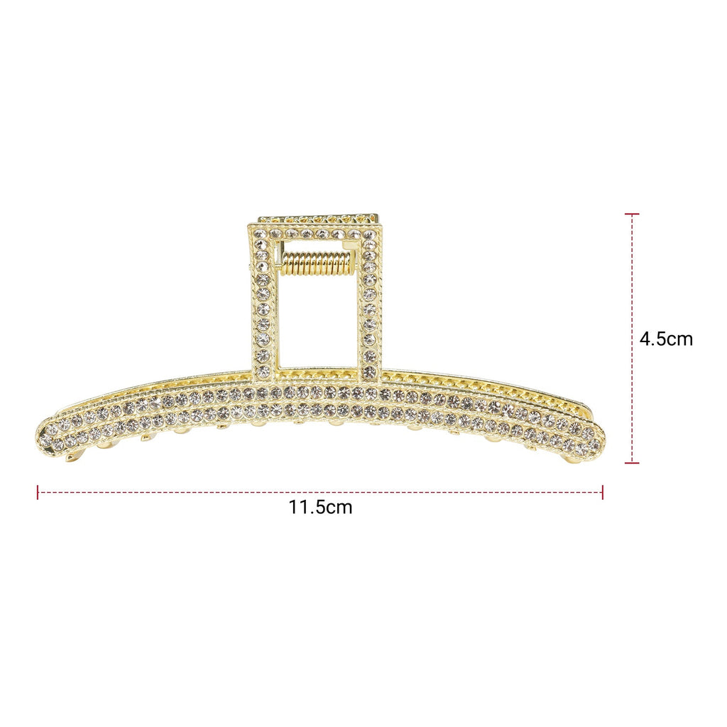 Sol Rhinestone Metal Lines Claw Clip - ikatehouse