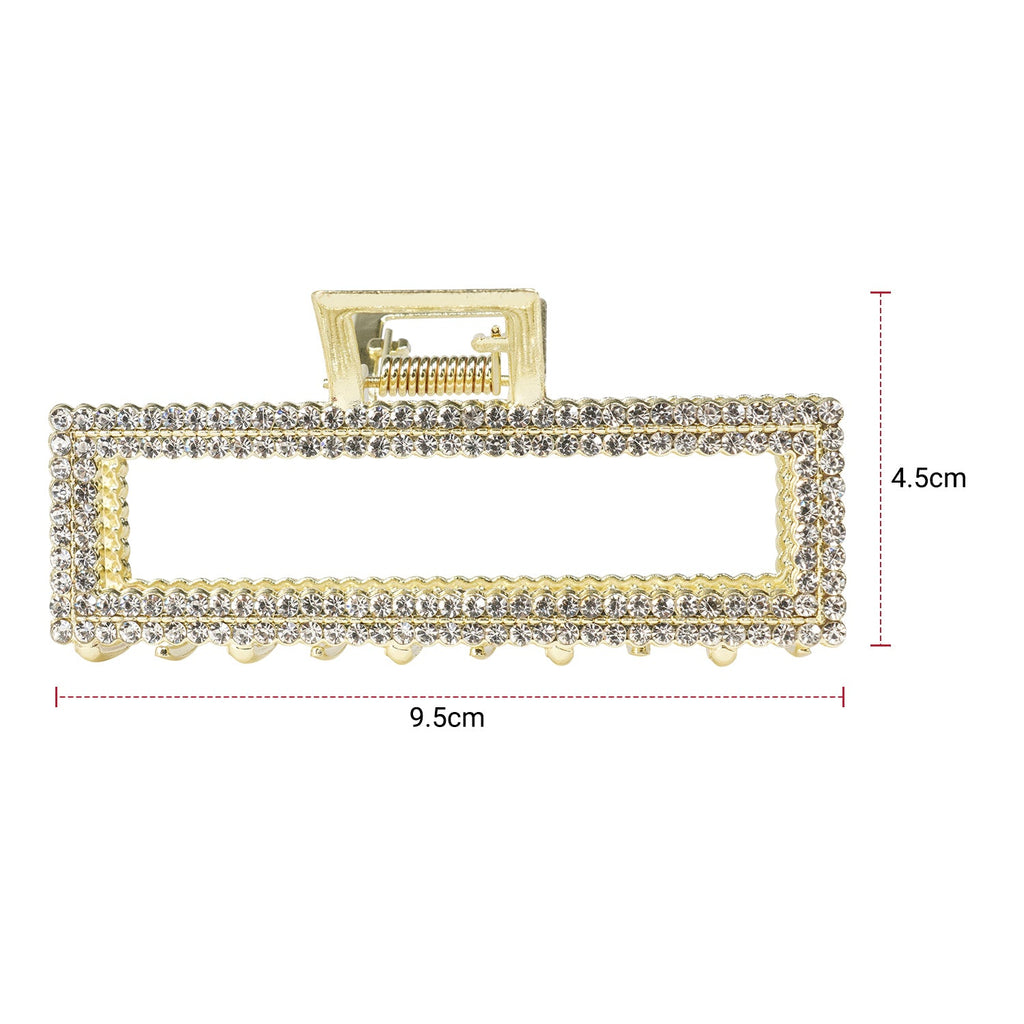 Sol Rhinestone Metal Rectangle Claw Clip - ikatehouse