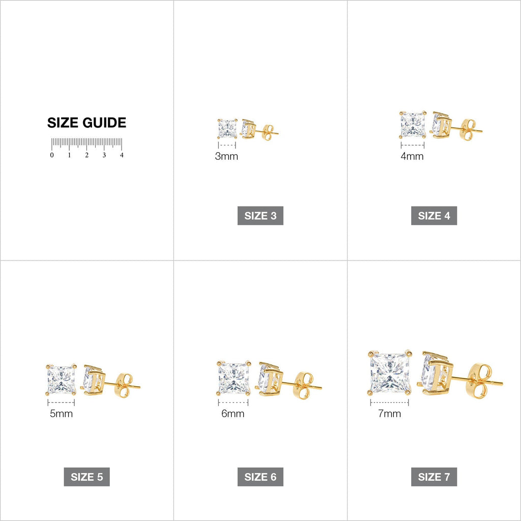 Square Cubic Zirconia Stud Earring Gold - ikatehouse