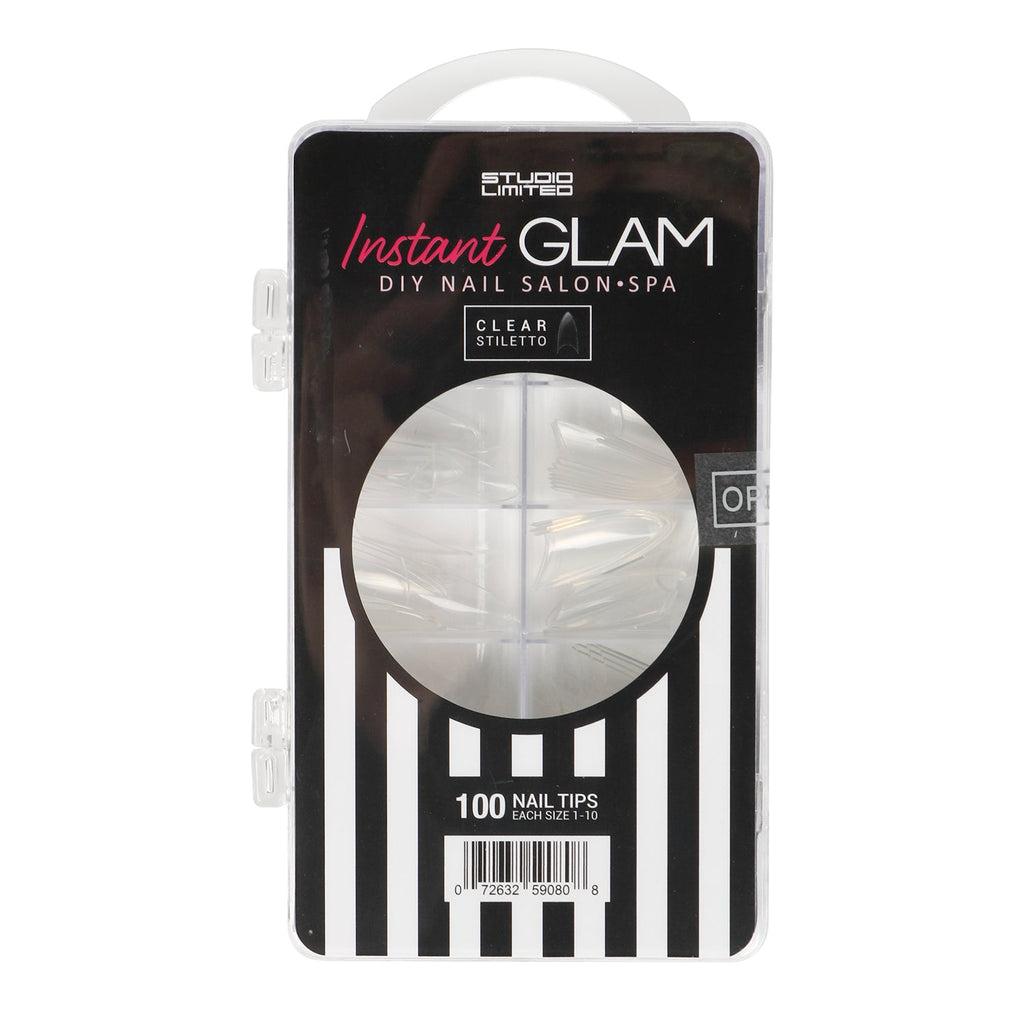 Studio Limited Instant Glam D.I.Y Nail Salon 100 Tips Stiletto Design Acrylic Nails Tips 10sizes - ikatehouse