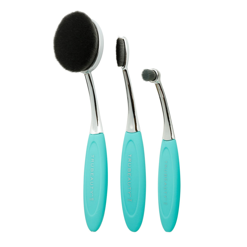 Tru Beauty Oval Highlighting Makeup Brush Set 3pcs - ikatehouse