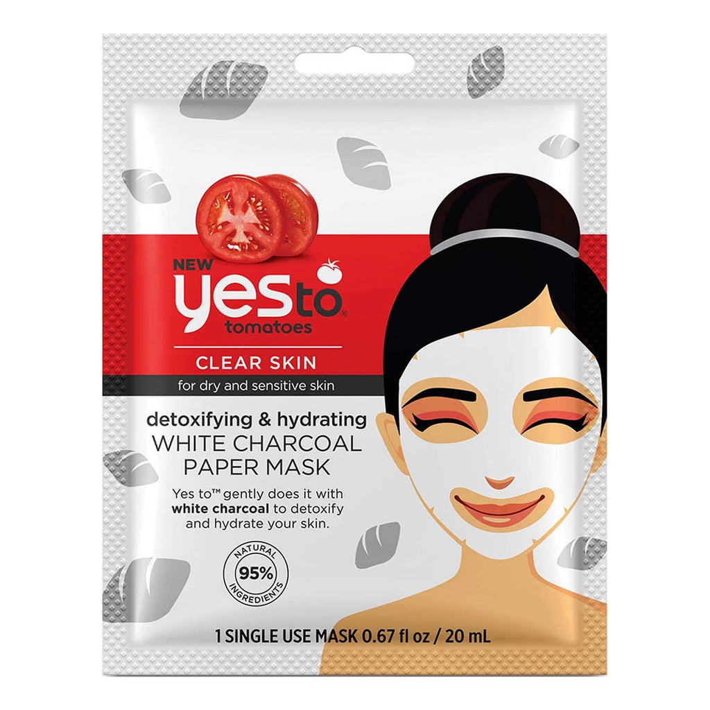 Yes To Tomatoes Clear Skin Detoxifying & Hydrating White Charcoal Paper Mask - ikatehouse